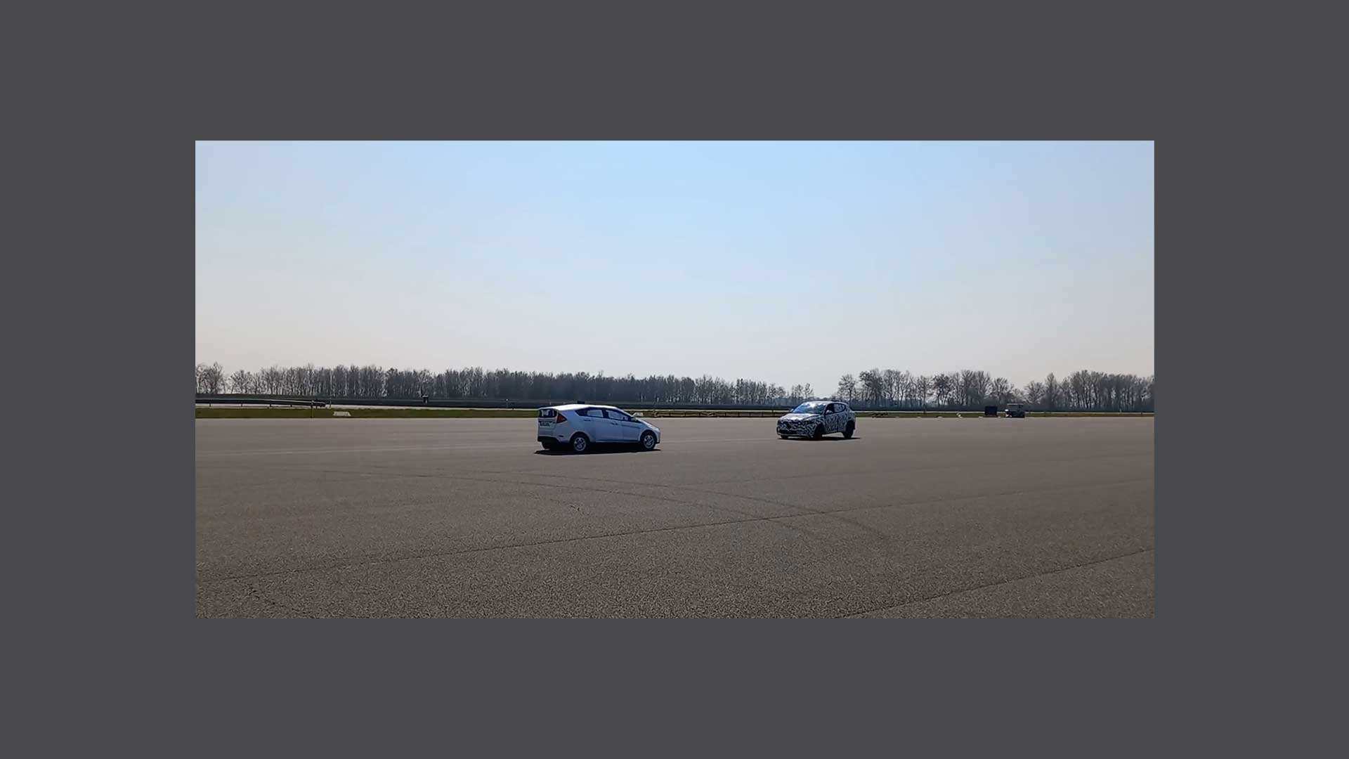 Photos of the execution of testing on a car on the track