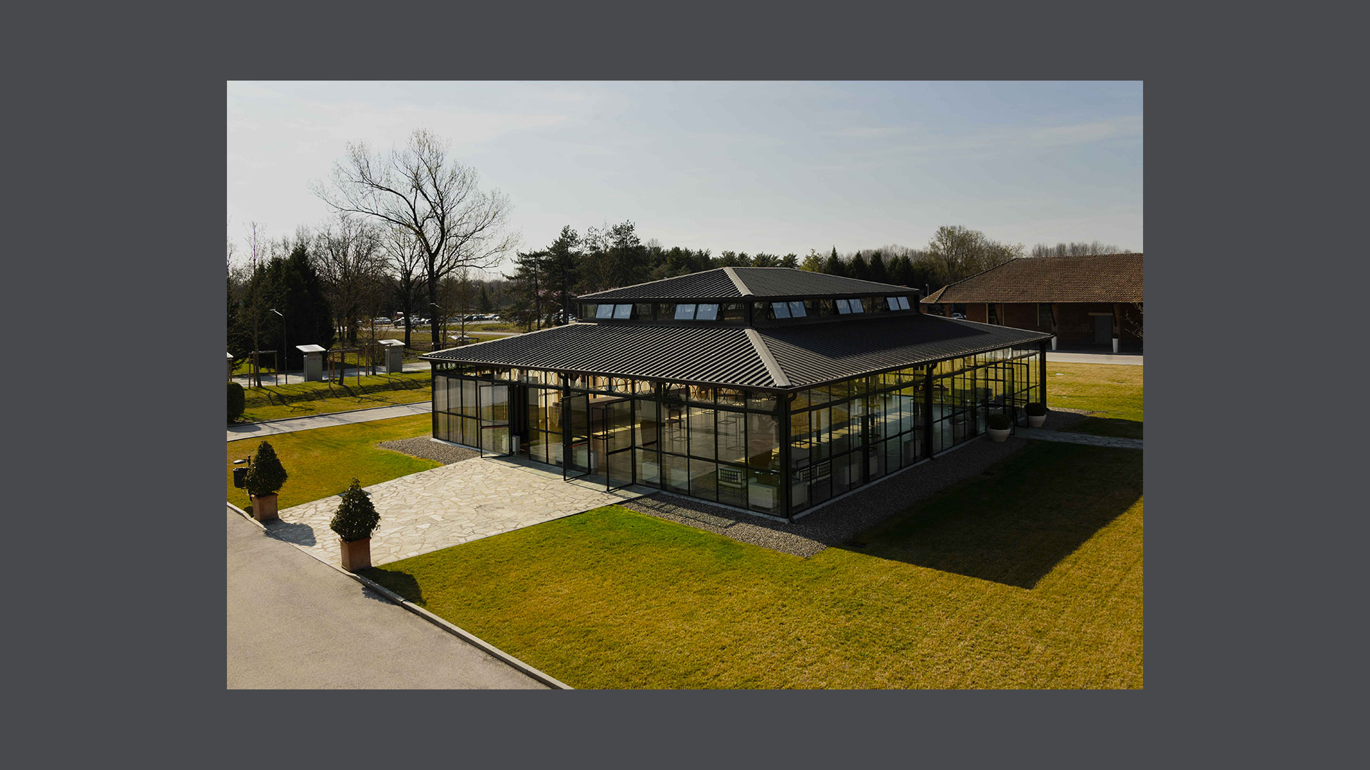 Photo of the three-quarter view of the Exterior Pavilion