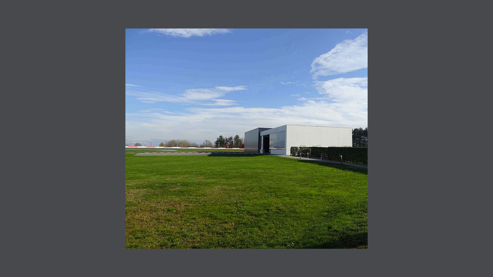 Photo of a three-quarter view of the Grandstand on Alfa Romeo track