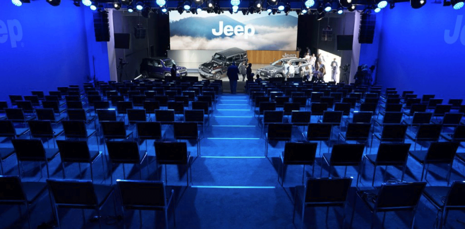 Photo of the Grandstand during the presentation of a Jeep