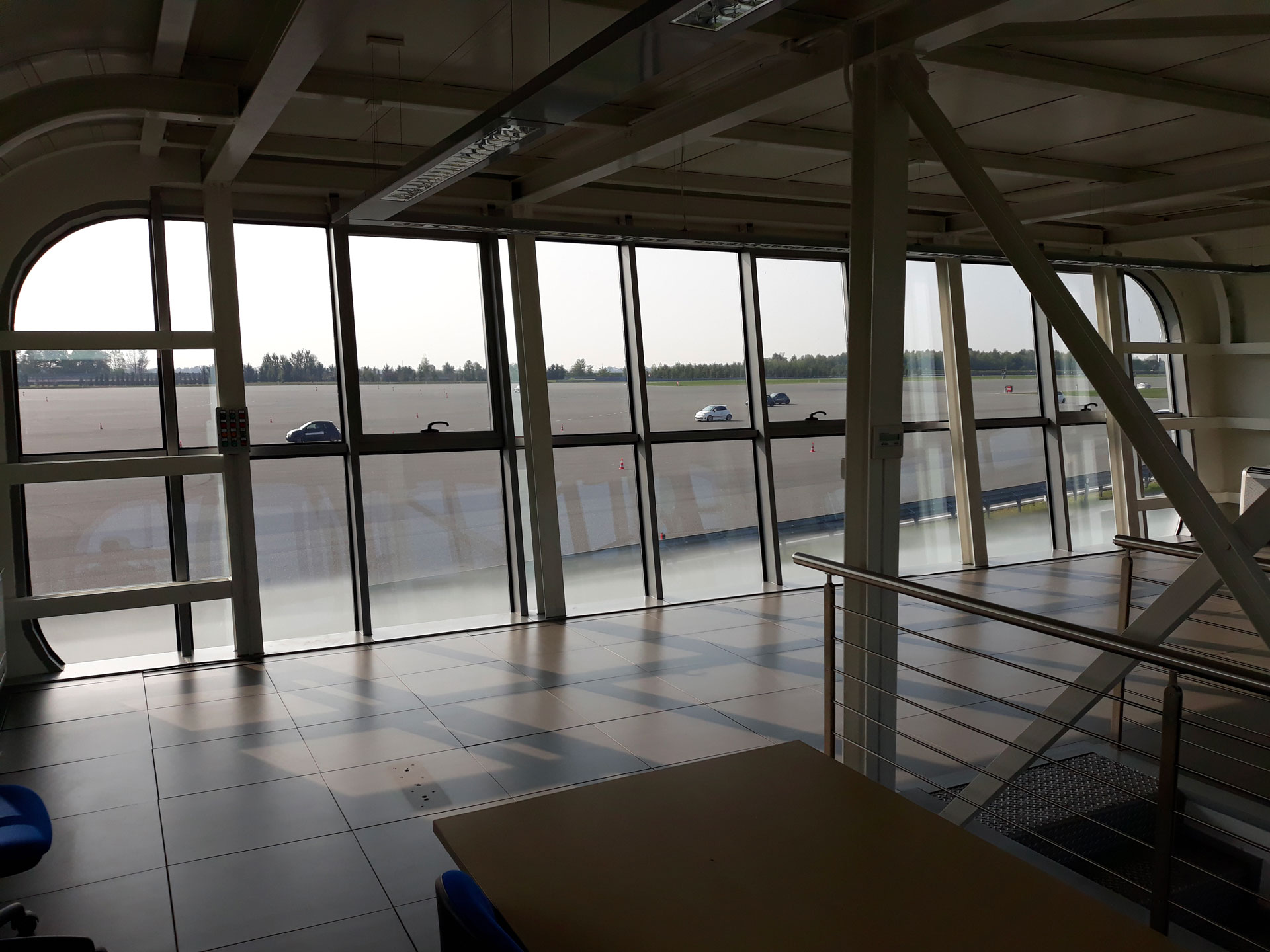 Photo of the Dynamic Platform track as seen from a glass window